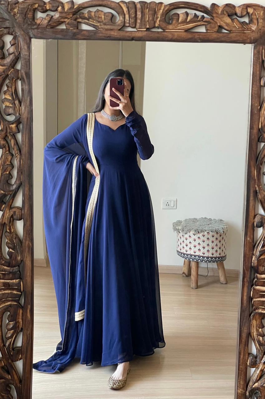 Navy blue kurti dress with shawl