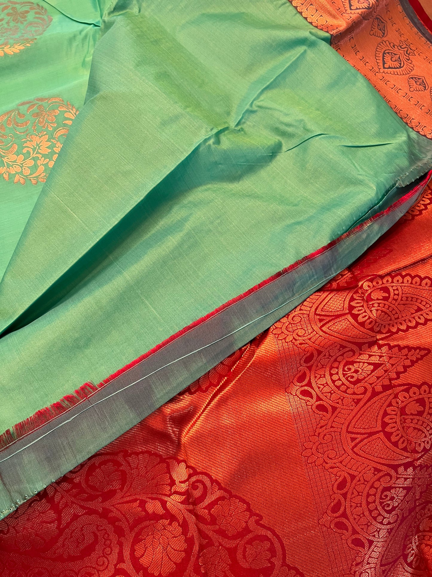 Green and maroon soft silk saree