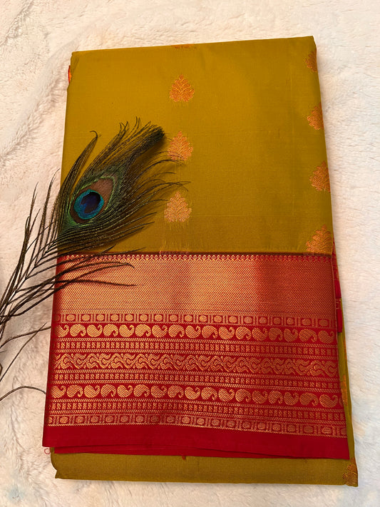 Light green and pink soft silk saree