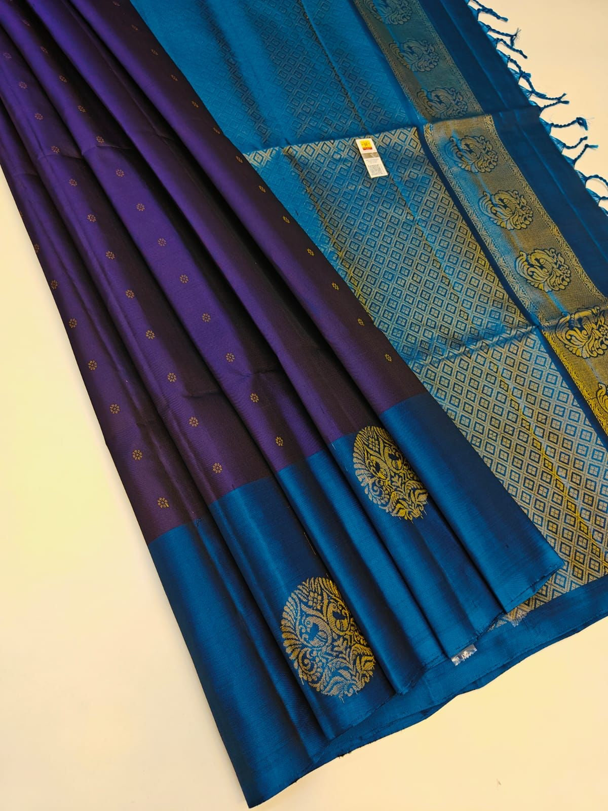 Purple and blue original silk saree