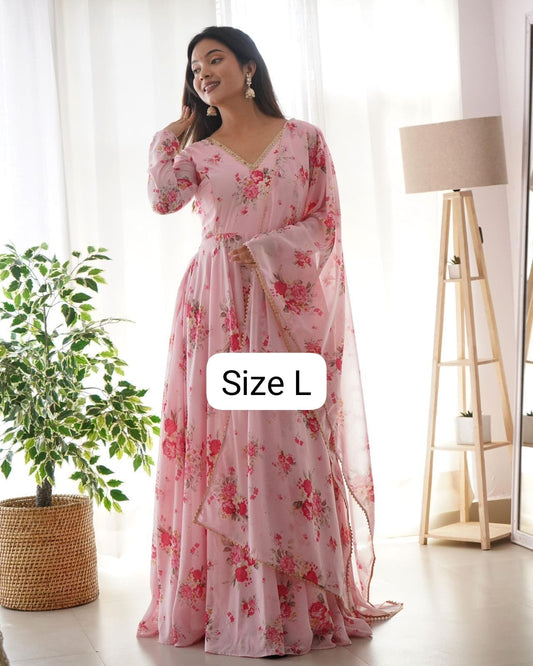 Light pink kurti dress with floral pattern