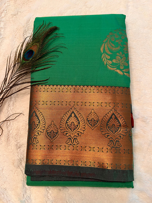 Green and maroon soft silk saree