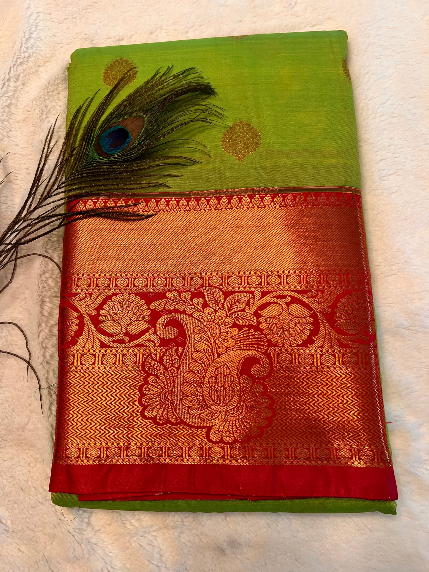 Green and pink soft silk saree
