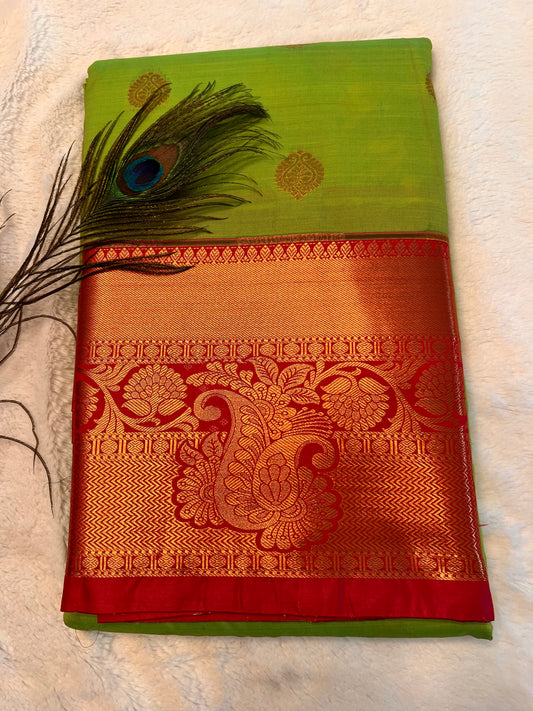 Green and pink soft silk saree