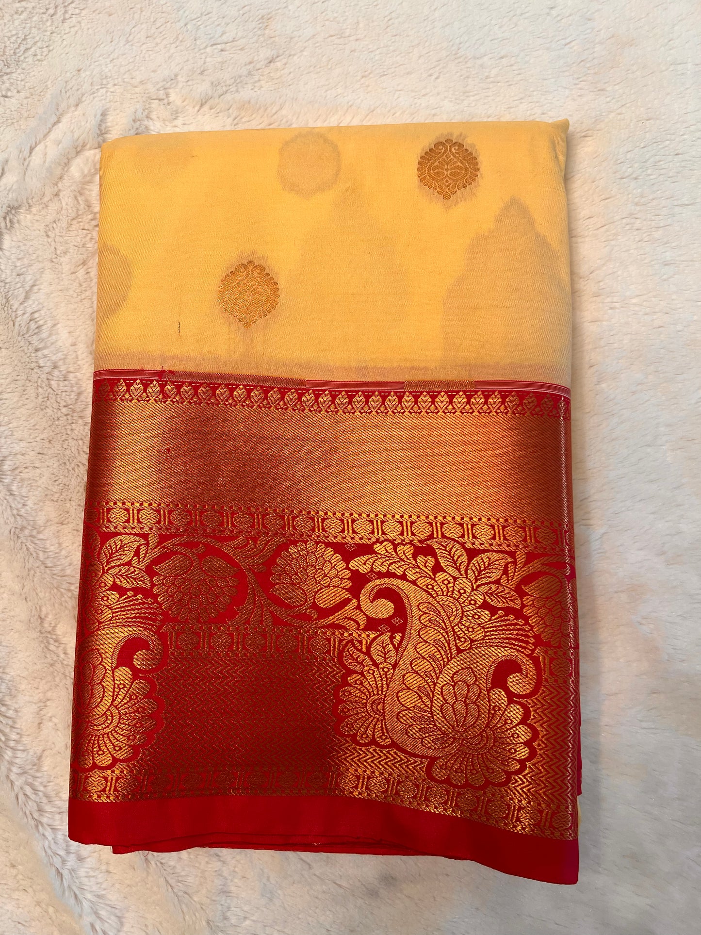 Beige and pink soft silk saree