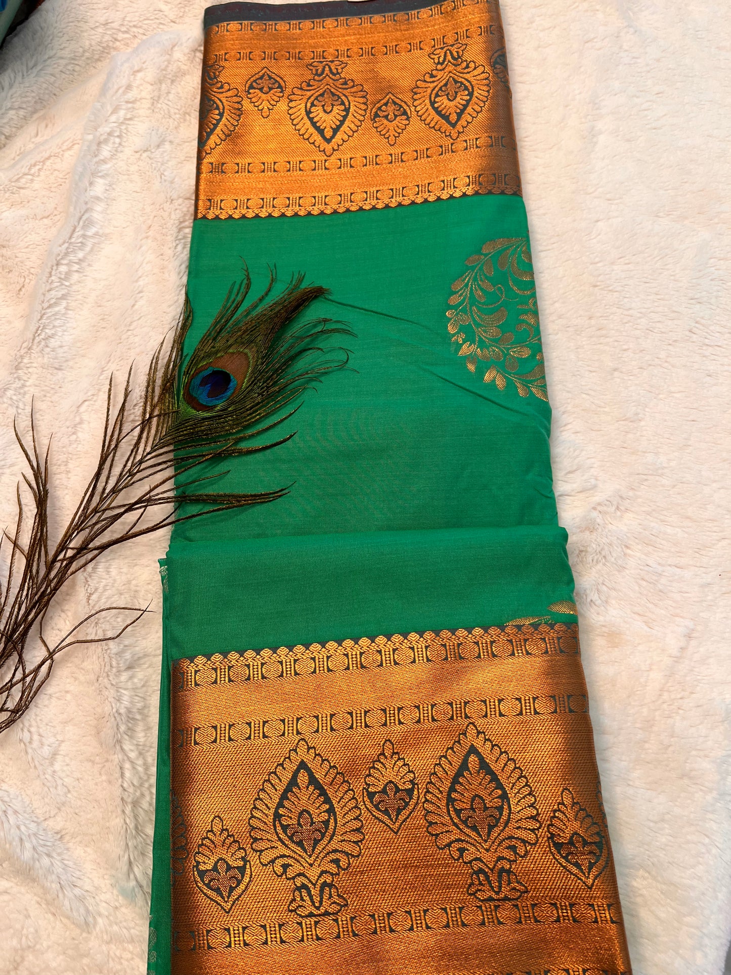 Green and maroon soft silk saree