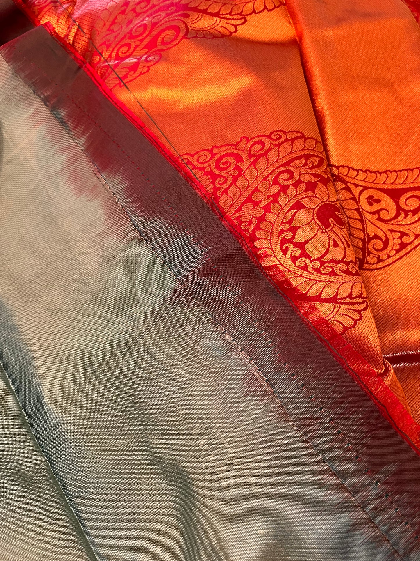 Grey and maroon soft silk saree