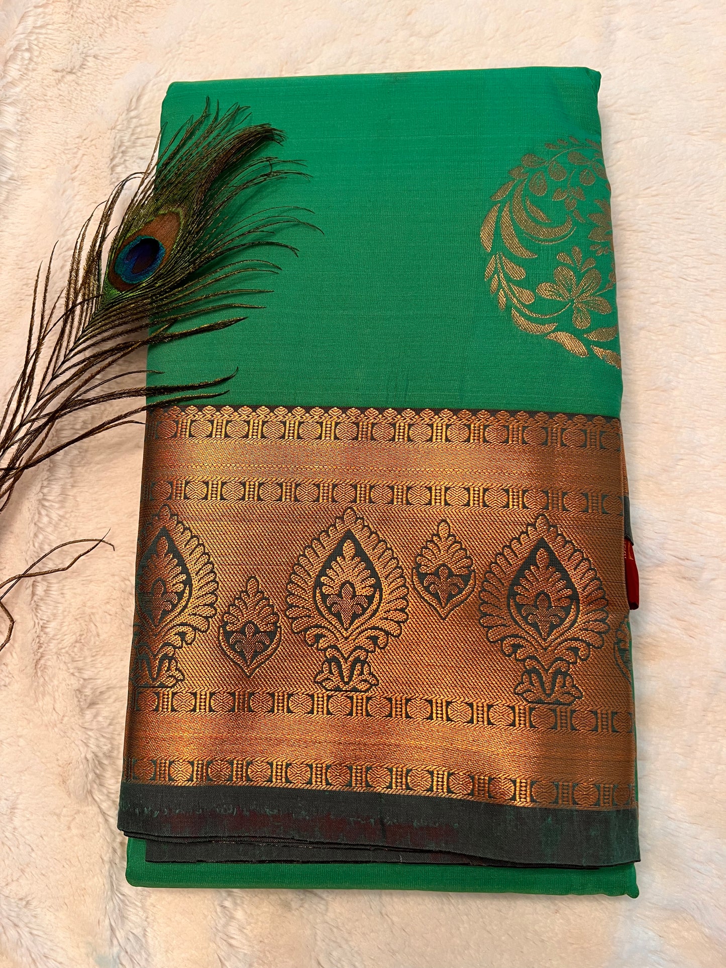 Green and maroon soft silk saree