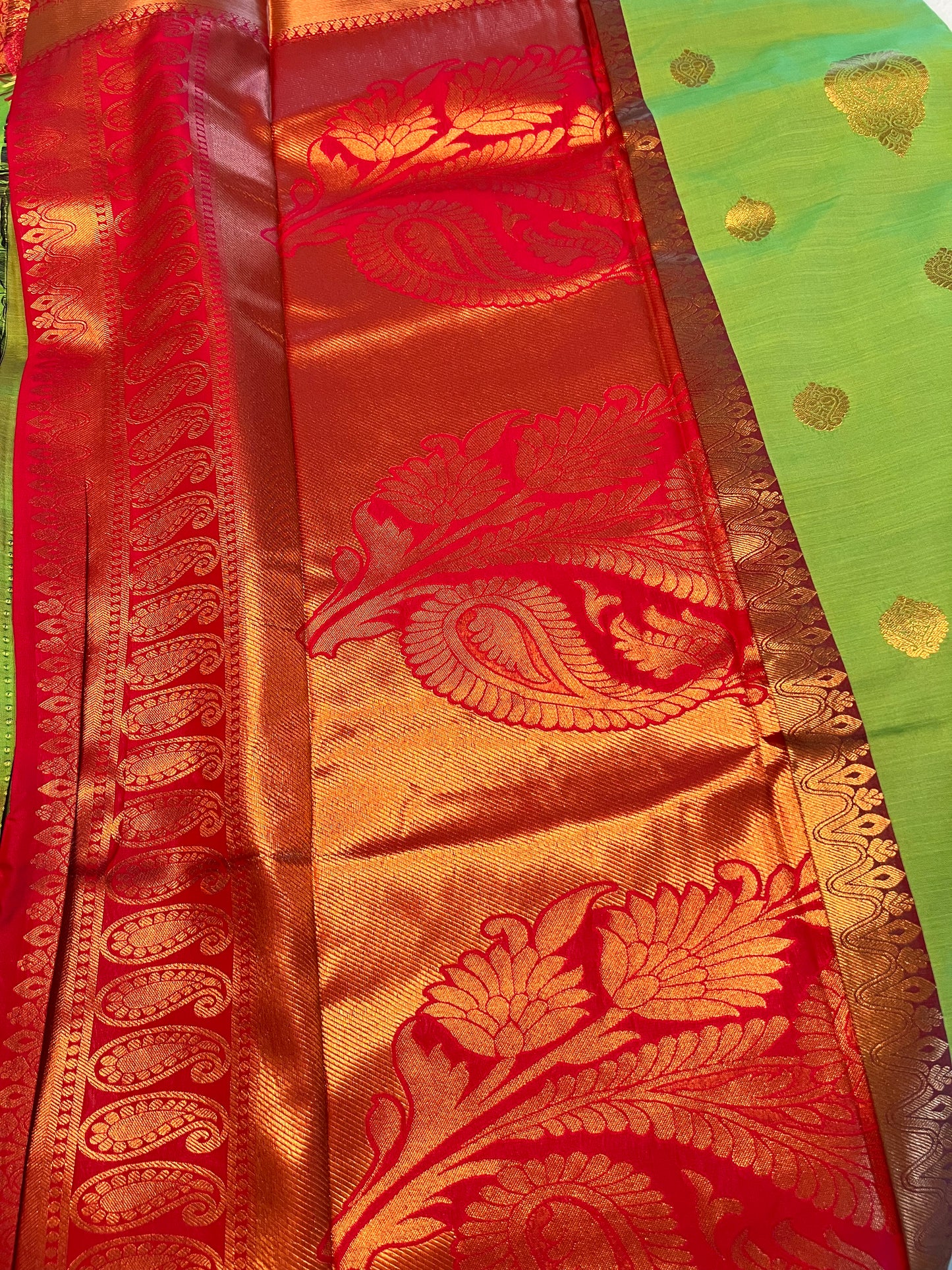 Green and pink soft silk saree